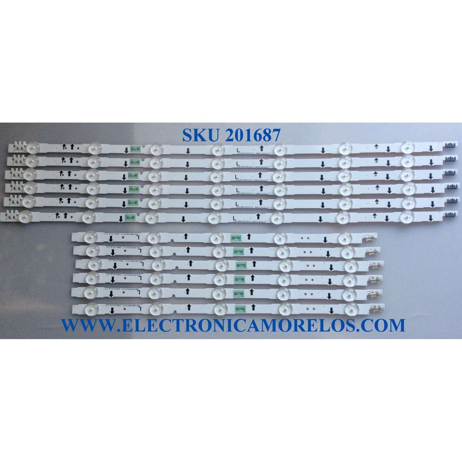 KIT DE LED´S PARA TV (12 PIEZAS) / SAMSUNG BN96-30427A / BN96-30428A / D4GE-500DCA-R2 / D4GE-500DCB-R2 / 30428A / 30427A / PANEL'S T500HVF06.D / GJ050BGA-B2 / GH050CSA-B5 / MOD UN50H6350 / UN50J6300 / UN50J5500 / SUSTITUTAS BN96-30425A / BN96-30426A